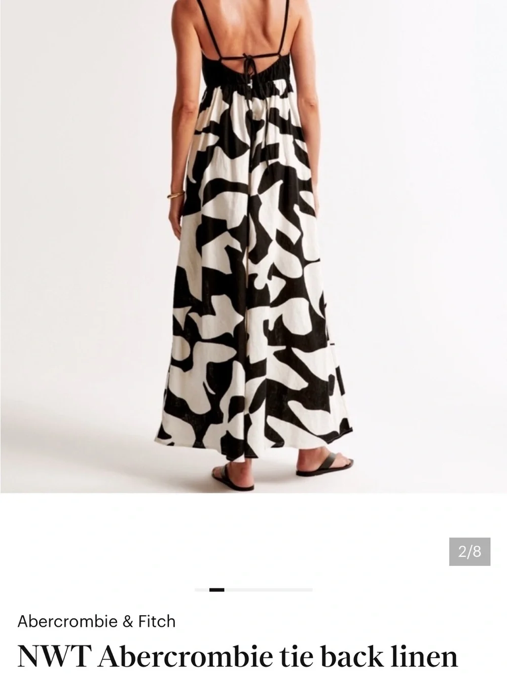Abercrombie & Fitch Black and White Printed Linen-Feel Maxi Dress